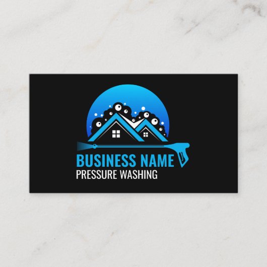 Professionele Druk Wassen Blauw Zwart Visitekaartje (Voorkant)