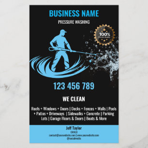 Professionele druk wassen macht schoonmakende huis flyer