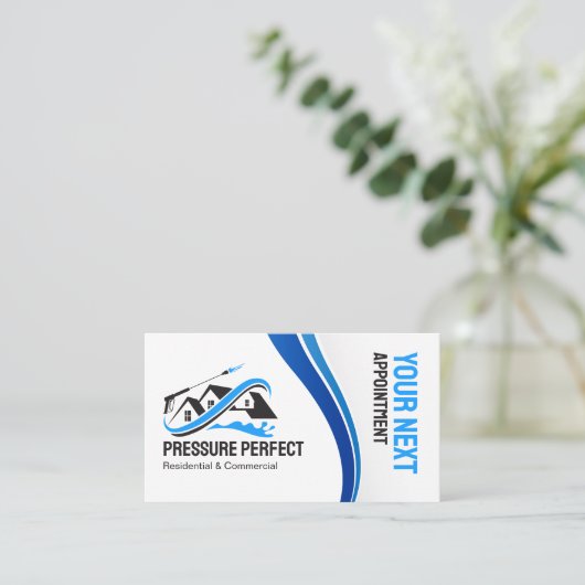Professionele Druk Wassen & Power Cleaning Afsprakenkaartje (Staand voorkant)