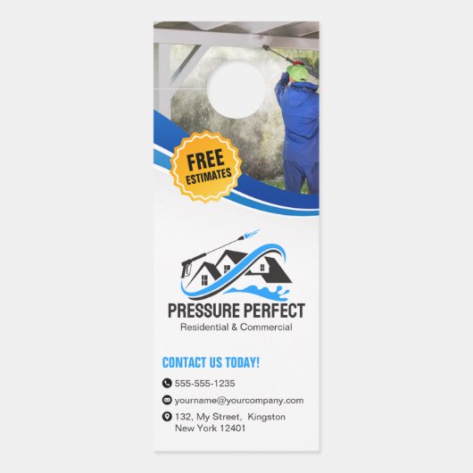 Professionele Druk Wassen & Power Cleaning Deurhanger (Voorkant)