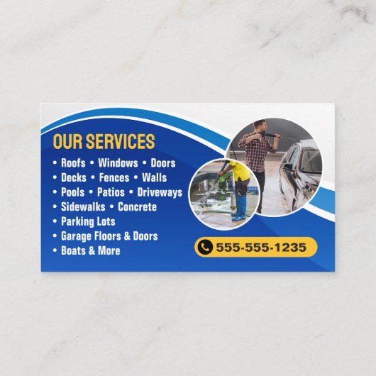 Professionele Druk Wassen & Power Cleaning Visitekaartje (Achterkant)