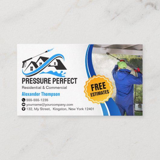 Professionele Druk Wassen & Power Cleaning Visitekaartje (Voorkant)