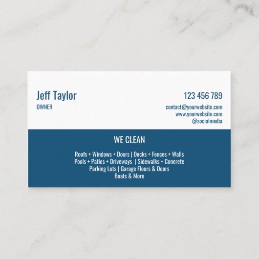 Professionele drukwasmachine visitekaartje (Achterkant)