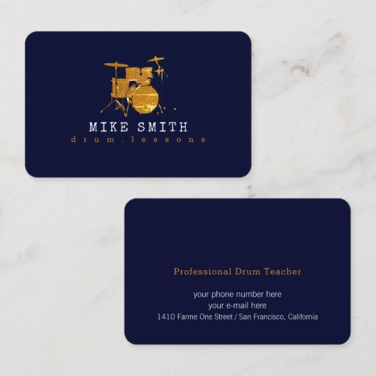 Professionele drumleraar | Cool Drummer Visitekaartje (Voorkant / Achterkant)