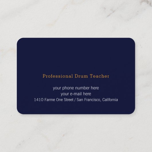 Professionele drumleraar | Cool Drummer Visitekaartje (Achterkant)