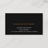 Professionele drumleraar | Cool Drummer zwart Visitekaartje (Achterkant)