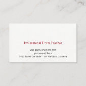 professionele drumleraar . drummer visitekaartje (Achterkant)