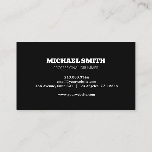 professionele drummer visitekaartje (Achterkant)