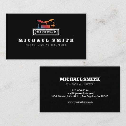 professionele drummer visitekaartje (Voorkant / Achterkant)
