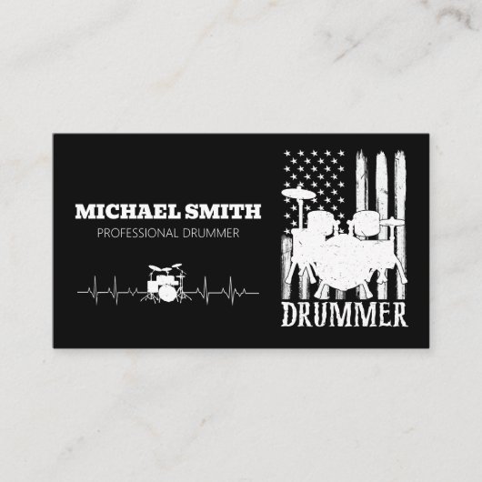 Professionele Drums Drummer Amerikaanse vlag Visitekaartje (Voorkant)