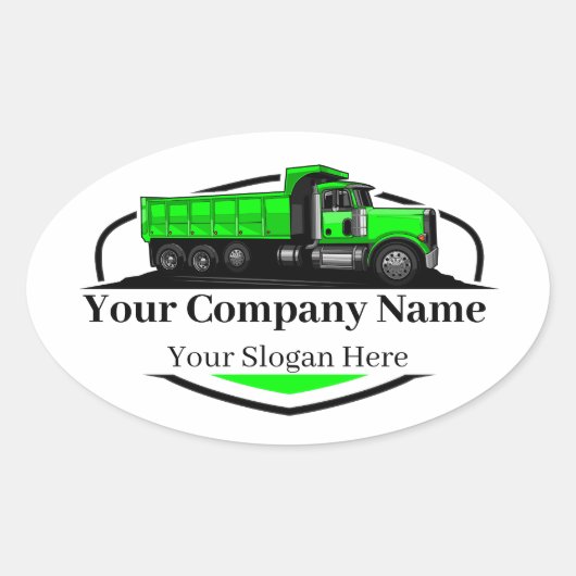 Professionele Dump Truck Hauling Company Ovale Sticker (Voorkant)