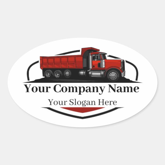 Professionele Dump Truck Hauling Company Ovale Sticker (Voorkant)
