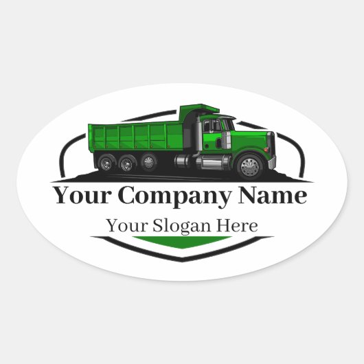 Professionele Dump Truck Hauling Company Ovale Sticker (Voorkant)