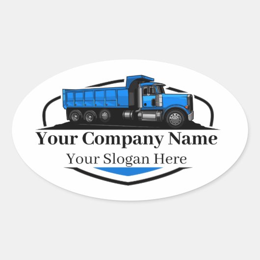 Professionele Dump Truck Hauling Company Ovale Sticker (Voorkant)