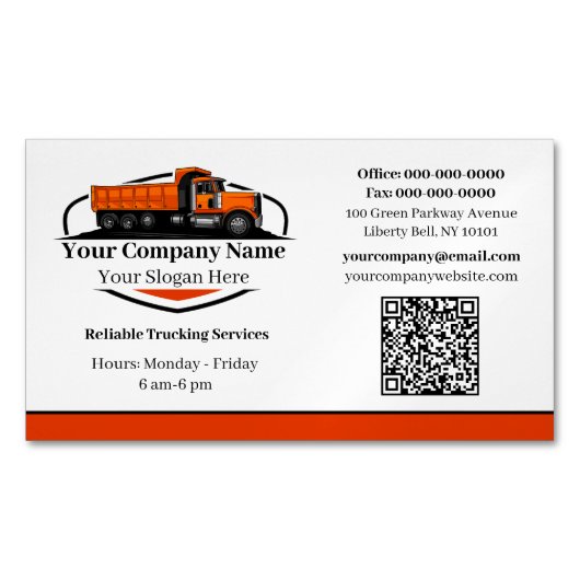 Professionele Dump Truck Hauling Company QR-code Magnetisch Visitekaartje (Voorkant)