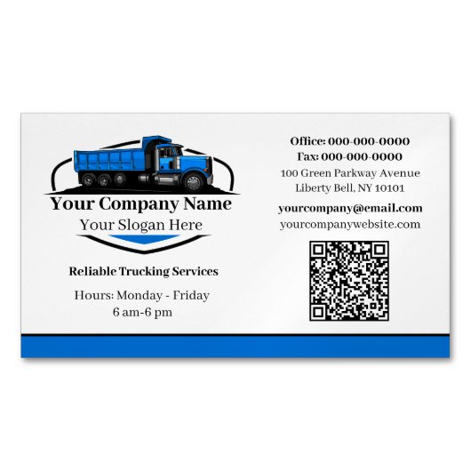 Professionele Dump Truck Hauling Company QR-code Magnetisch Visitekaartje (Voorkant)