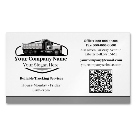 Professionele Dump Truck Hauling Company QR-code Magnetisch Visitekaartje (Voorkant)