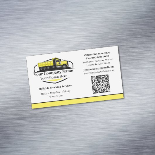 Professionele Dump Truck Hauling Company QR-code Magnetisch Visitekaartje (Voorbeeld)