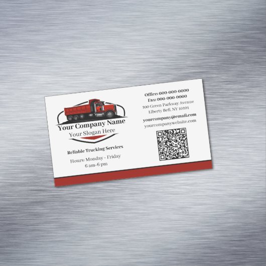 Professionele Dump Truck Hauling Company QR-code Magnetisch Visitekaartje (Voorbeeld)