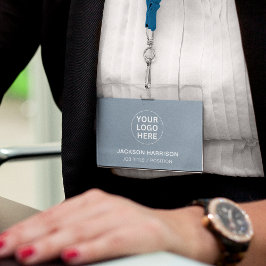 Professionele Dusty Blue Company Logo ID Badge