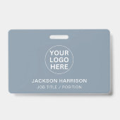 Professionele Dusty Blue Company Logo ID Badge (Voorkant)