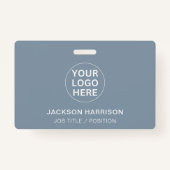 Professionele Dusty Blue Company Logo ID Badge (Achterkant)