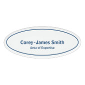 Professionele Eenvoudige Blauw Wit Naam Expertise  Naambadge (Voorkant)