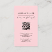 Professionele Eenvoudige Blush Roze Monogram Visitekaartje (Achterkant)
