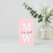 Professionele Eenvoudige Blush Roze Monogram Visitekaartje (Staand voorkant)