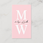 Professionele Eenvoudige Blush Roze Monogram Visitekaartje (Voorkant)