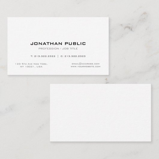 Professionele Eenvoudige Creatieve Chic Gewoon Mod Visitekaartje (Voorkant / Achterkant)