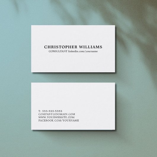 Professionele Eenvoudige Elagant Zwart Wit Consult Visitekaartje