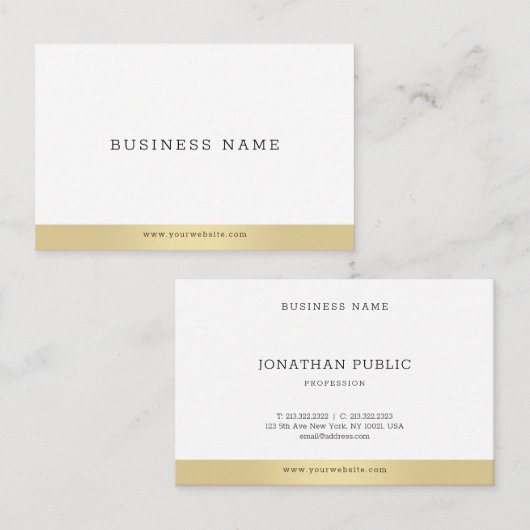 Professionele Eenvoudige Elegante Gouden Witte Mod Visitekaartje (Voorkant / Achterkant)
