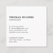 Professionele Eenvoudige Elegante Witte Consultant Vierkante Visitekaartje (Voorkant)
