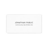 Professionele, eenvoudige elegante witte Sjabloon Etiket (Voorkant)