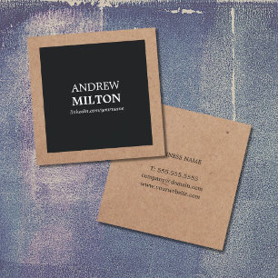 Professionele Eenvoudige Elegante Zwart Gedrukte K Vierkante Visitekaartje