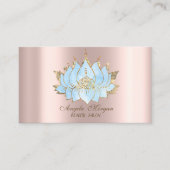 Professionele Eenvoudige Gouden Blauwe Lotus Roos Visitekaartje (Voorkant)