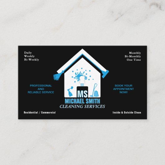 Professionele Eenvoudige Logo Schoonmaakdiensten Z Visitekaartje (Voorkant)