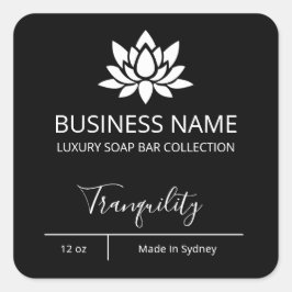 Professionele eenvoudige Lotus Black Soap Bar-labe Vierkante Sticker