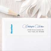 Professionele Eenvoudige Makelaar Vastgoed Blauw W Etiket (Insitu)