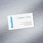 Professionele Eenvoudige Makelaar Vastgoed Blauw W Magnetisch Visitekaartje (Voorbeeld)