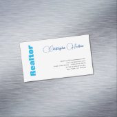 Professionele Eenvoudige Makelaar Vastgoed Blauw W Magnetisch Visitekaartje (Voorbeeld)