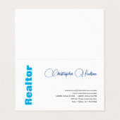 Professionele Eenvoudige Makelaar Vastgoed Blauw W Visitekaartje (Buitenkant ongevouwen)