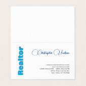 Professionele Eenvoudige Makelaar Vastgoed Blauw W Visitekaartje (Buitenkant ongevouwen)