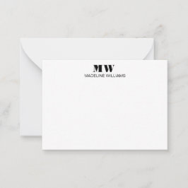 Professionele eenvoudige minimalistische monogram  notitiekaartje