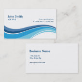Professionele eenvoudige, moderne blauwe golven visitekaartje (Voorkant / Achterkant)