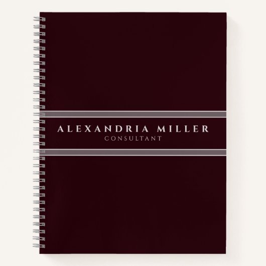 Professionele eenvoudige, moderne Bourgogne en gri Notitieboek (Voorkant)