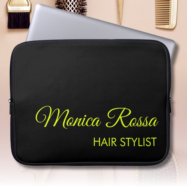 Professionele Eenvoudige Moderne Chartreuse en Zwa Laptop Sleeve (Creator heeft geüpload)