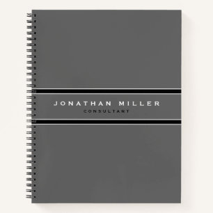 Professionele eenvoudige, moderne grijze en zwarte notitieboek