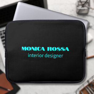 Professionele Eenvoudige Moderne Neon Blauw Zwart Laptop Sleeve
